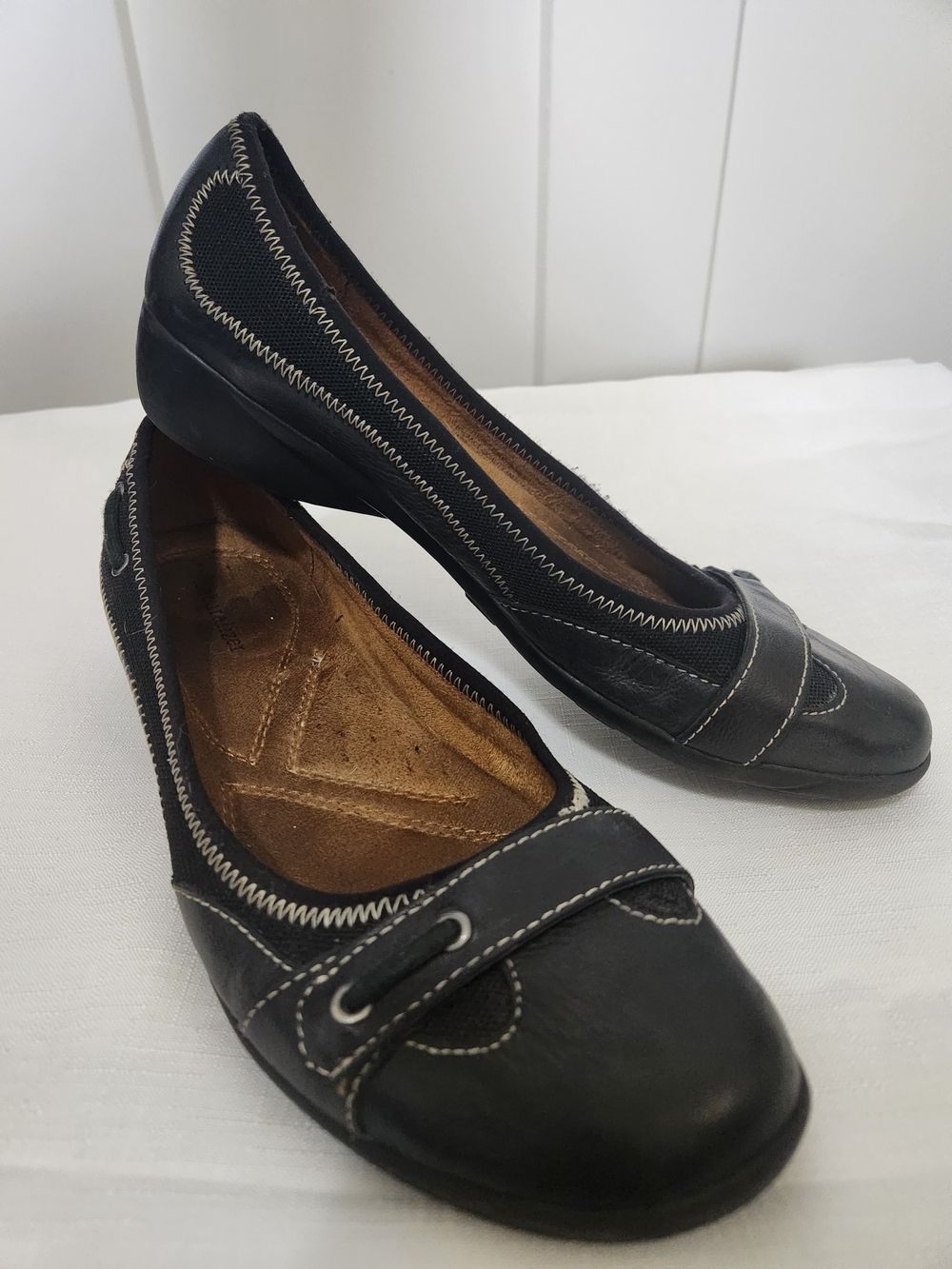 Naturalizer Women's Black Leather Casual Mary Jane Flats-Size 8.5